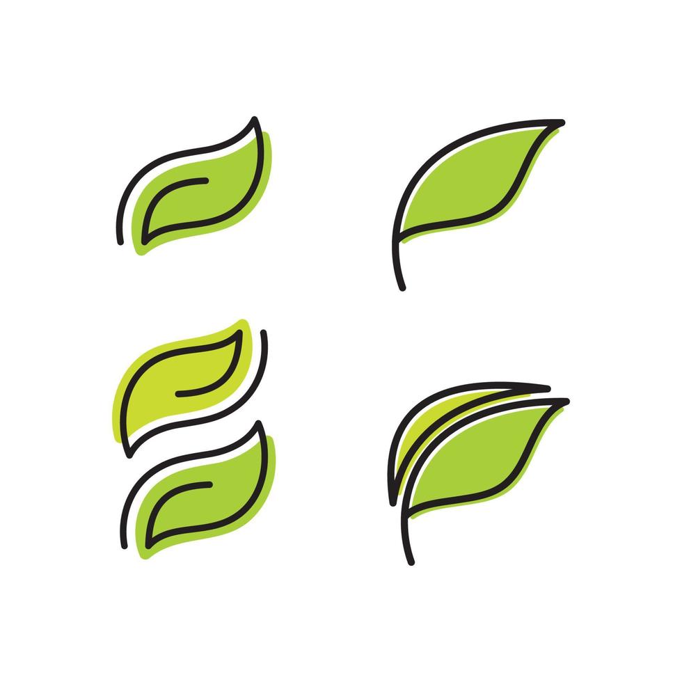 grönt blad logotyp ikon ekologi element vektor mall