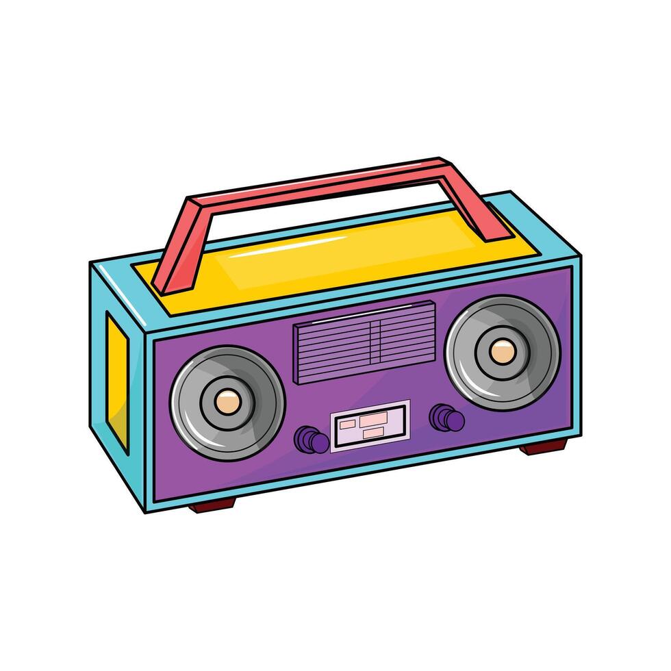 Boombox im lebendig Farben im eben Karikatur Gliederung Stil vektor