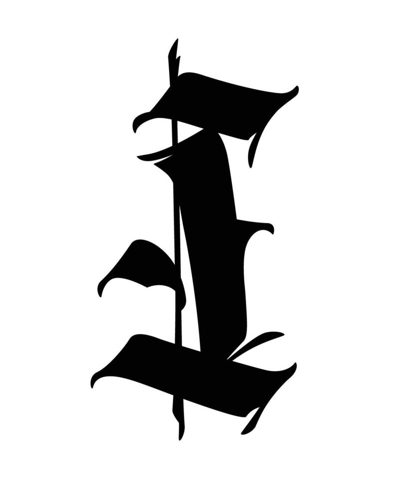 Brief im das gotisch Stil. . Alphabet. Kalligraphie und Beschriftung. mittelalterlich Latein Brief. Logo zum das Unternehmen. Monogramm. elegant Schriftart zum Tätowierung. vektor
