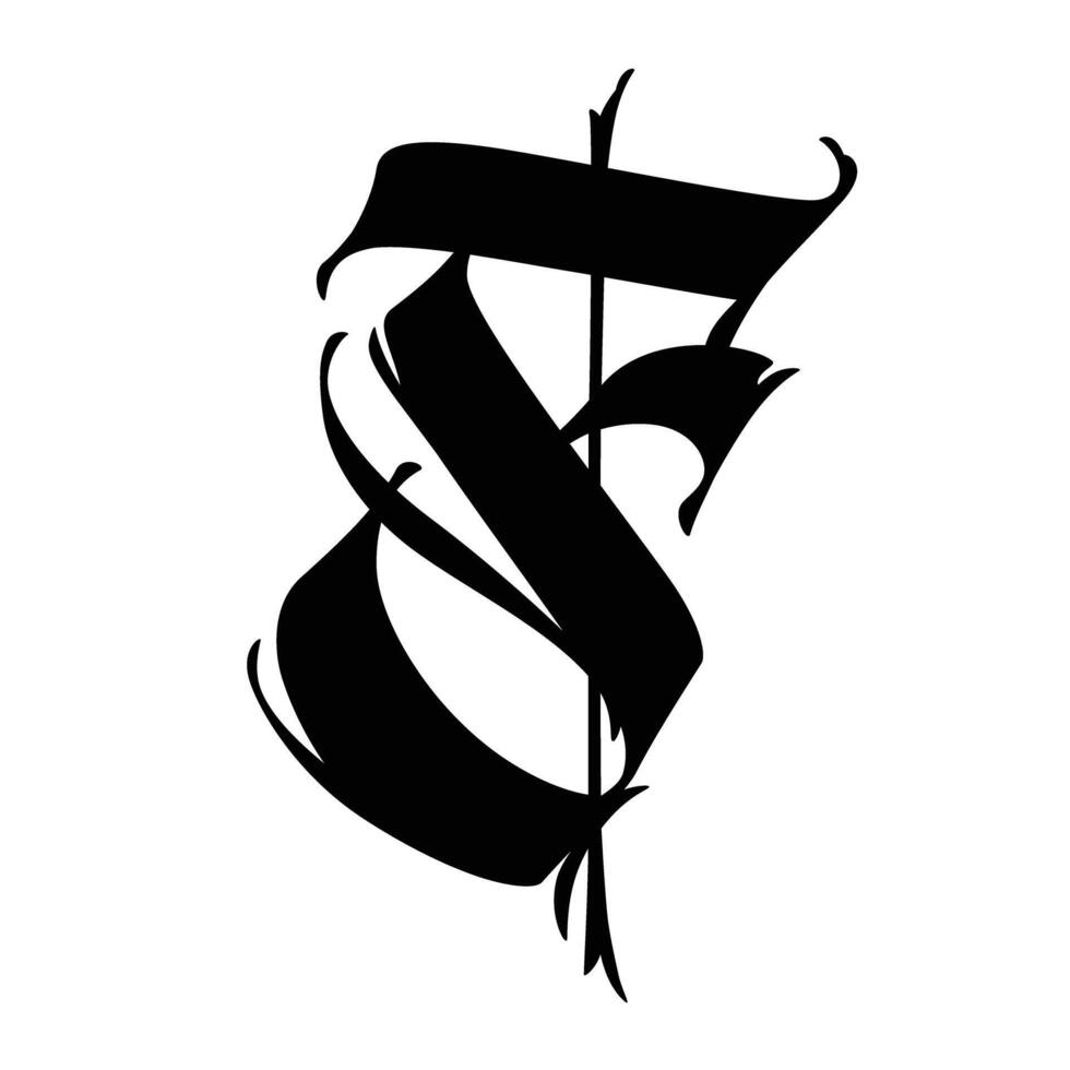 brev i de gotik stil. . alfabet. kalligrafi och text. medeltida latin brev. logotyp för de företag. monogram. elegant font för tatuering. vektor