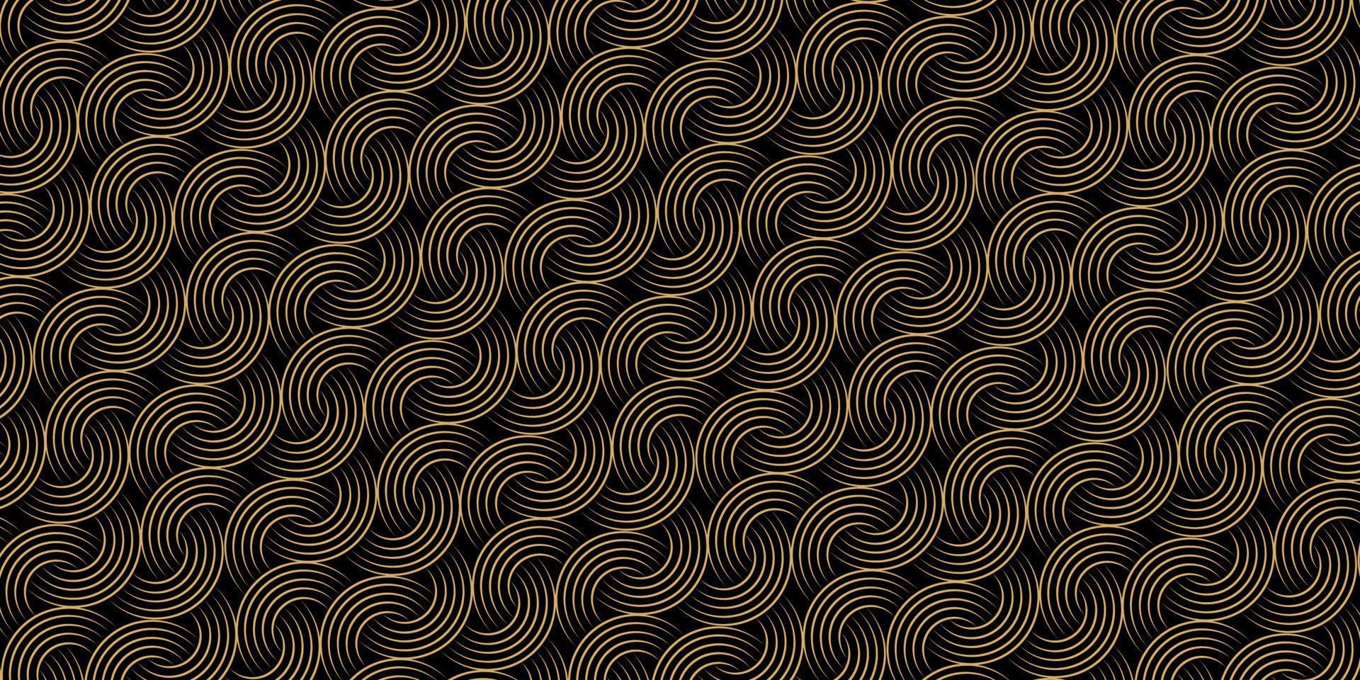 sömlösa mönster cirkel överlappande guld bakgrund vektor