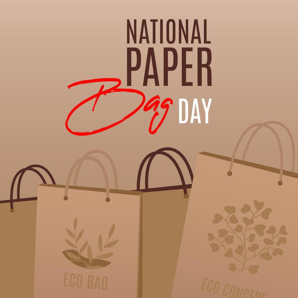 glücklich National Papier Tasche Tag. Öko Konzept. Vorlage zum Banner, Poster, Flyer, Hintergrund, Karte. vektor