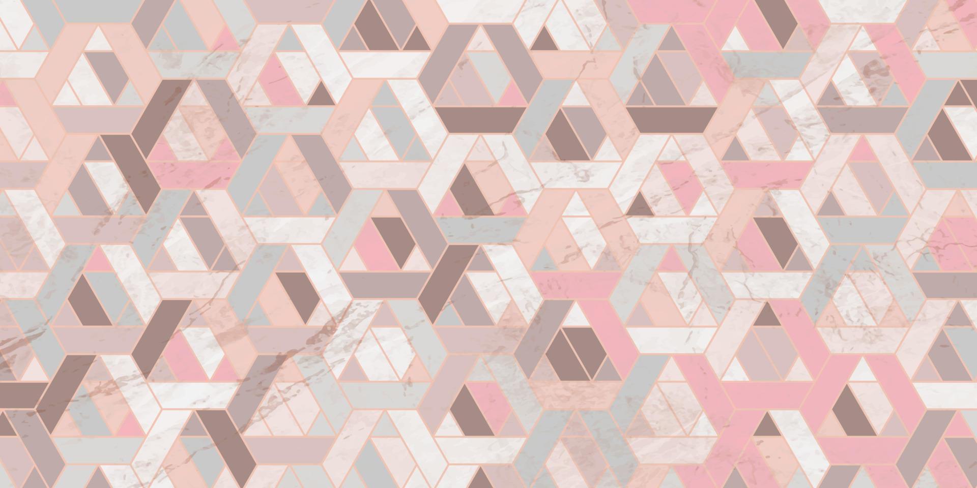 geometriska mönster rosa bakgrund med marmor textur vektor