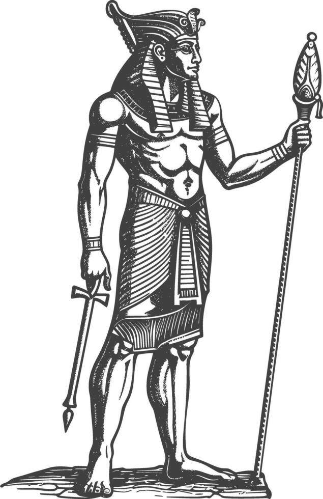 Pharao männlich das Ägypten mythisch Kreatur Bild mit alt Gravur Stil vektor