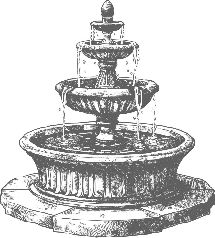 Wasser Brunnen oder Wasser Gut Bild mit alt Gravur Stil vektor