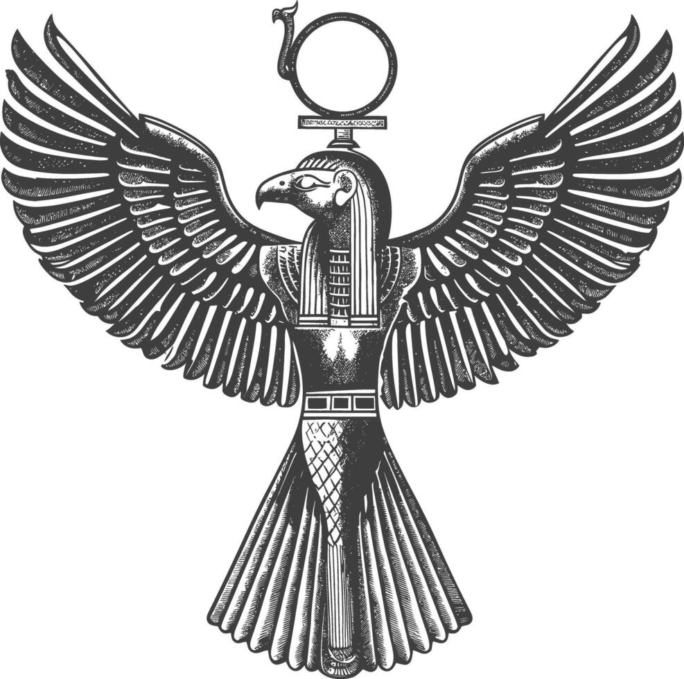 gammal egypten egyptisk hieroglyf symbol bilder använder sig av gammal gravyr stil kropp svart Färg endast vektor