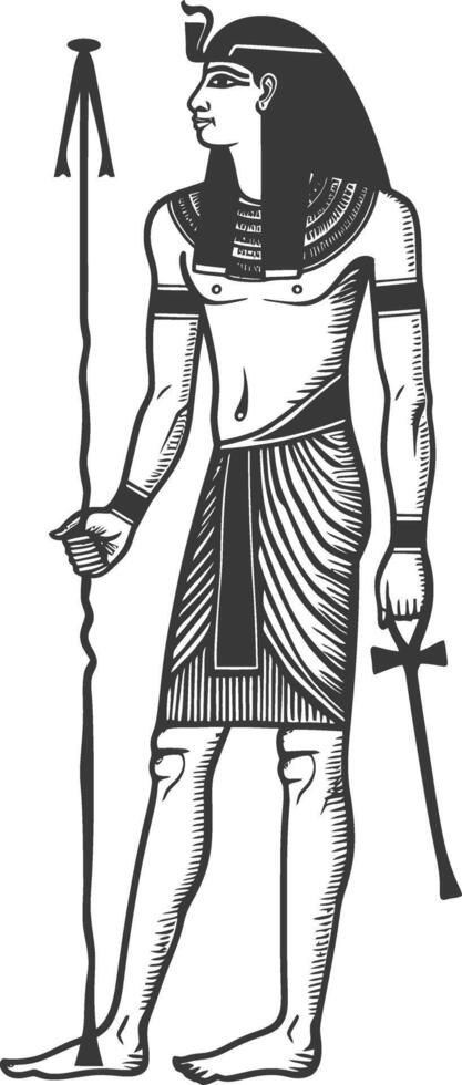 ägyptisch Hieroglyphe Bilder mit alt Gravur Stil Körper schwarz Farbe nur vektor