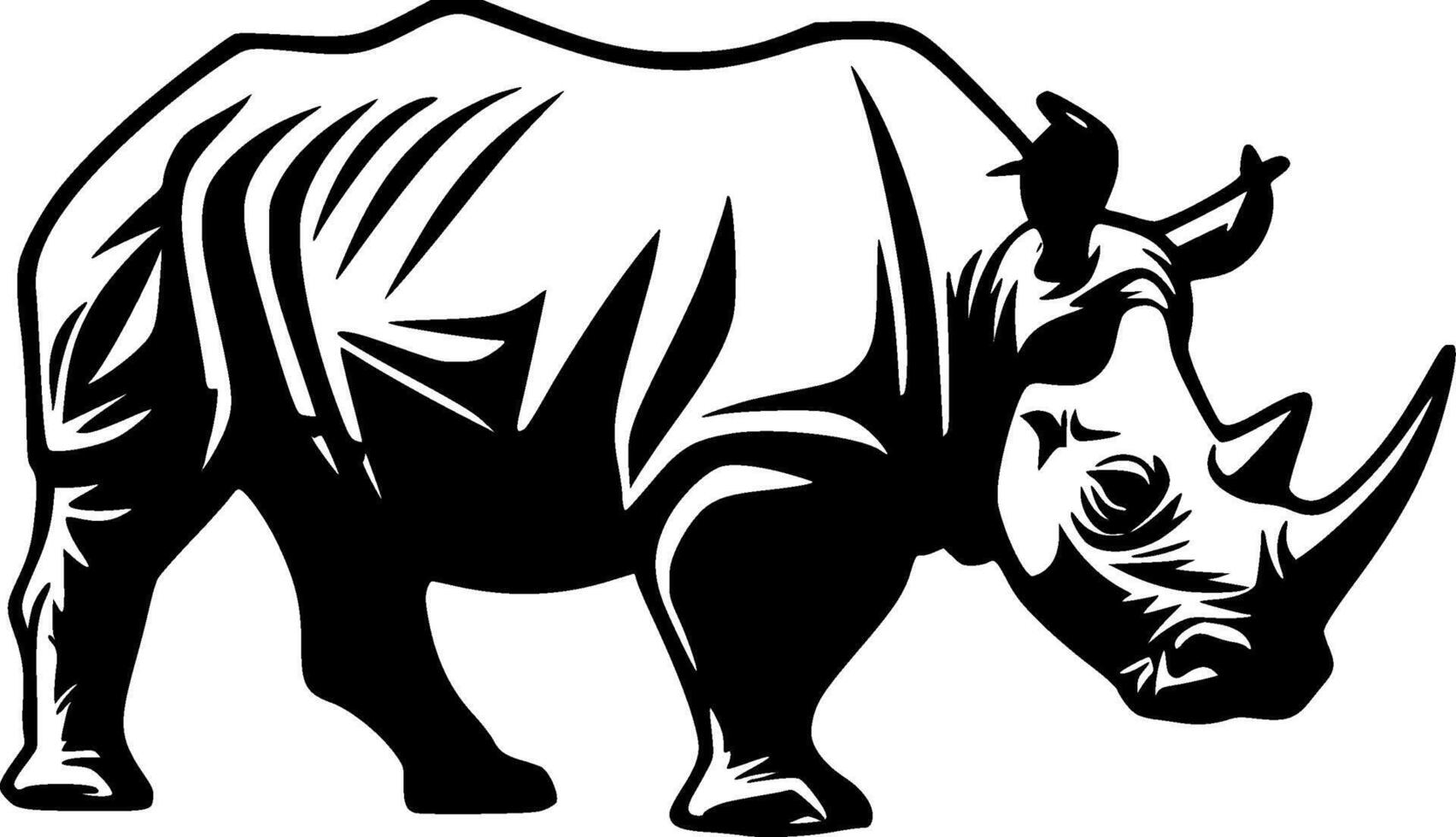 noshörning - svart och vit isolerat ikon - illustration vektor
