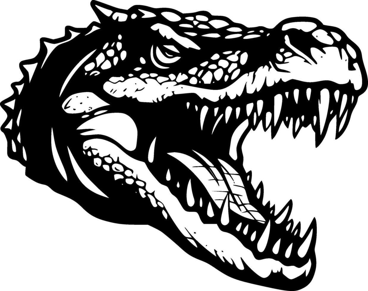 krokodil, svart och vit illustration vektor