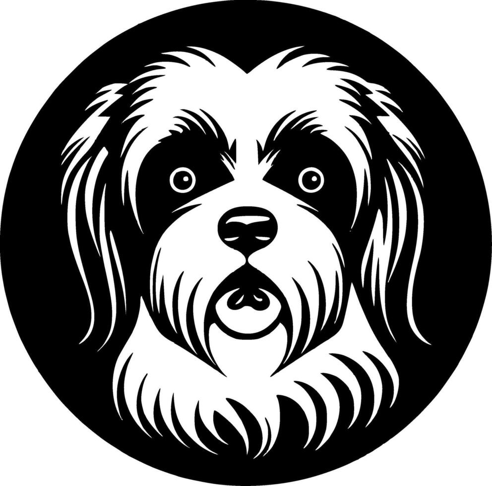 shih tzu - - schwarz und Weiß isoliert Symbol - - Illustration vektor