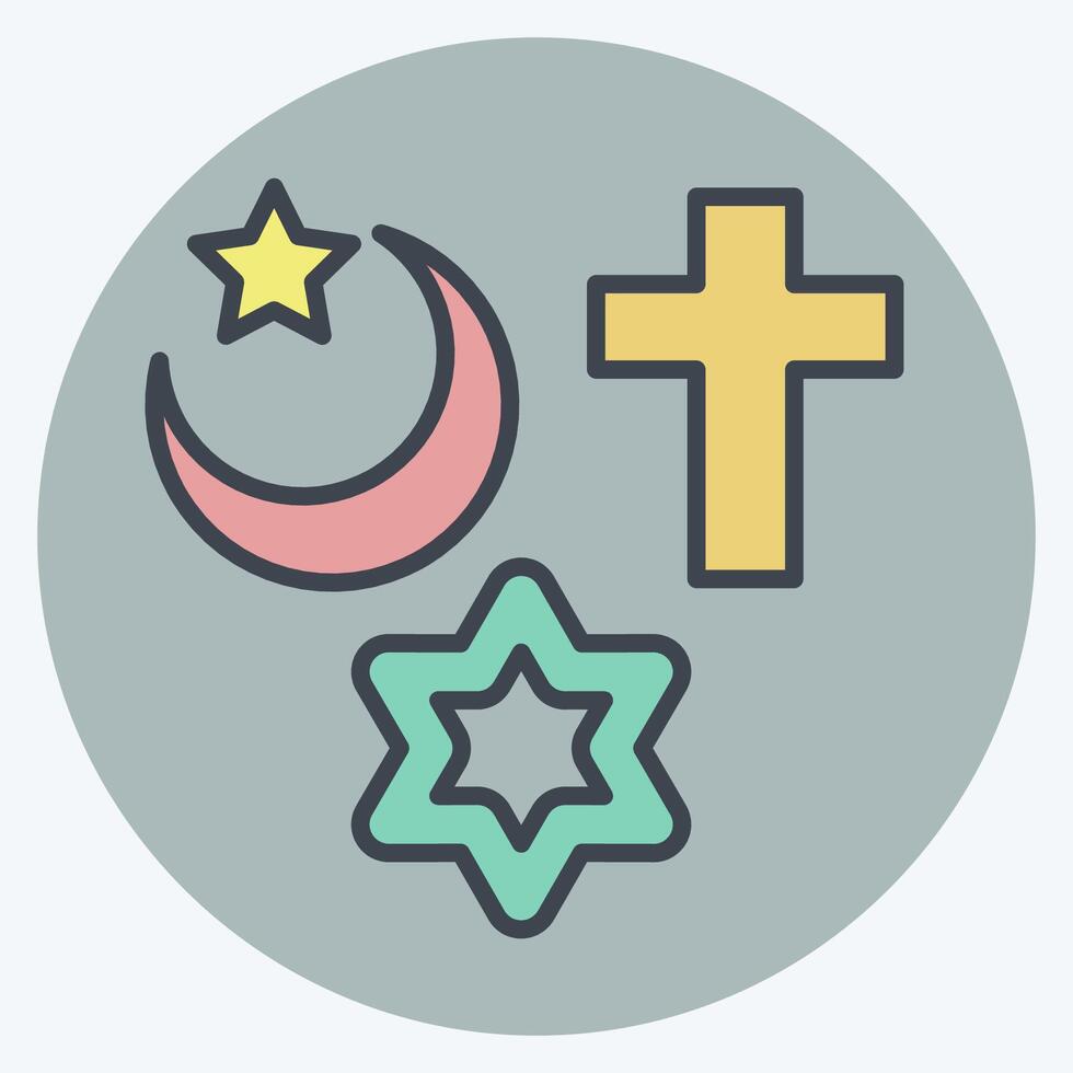 ikon religion. relaterad till foton och illustrationer symbol. Färg para stil. enkel design illustration vektor