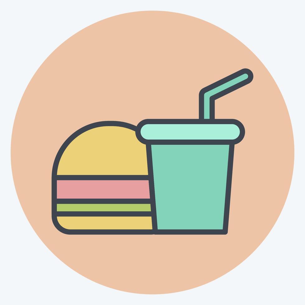 Symbol Essen und trinken. verbunden zu Fotos und Abbildungen Symbol. Farbe Kamerad Stil. einfach Design Illustration vektor