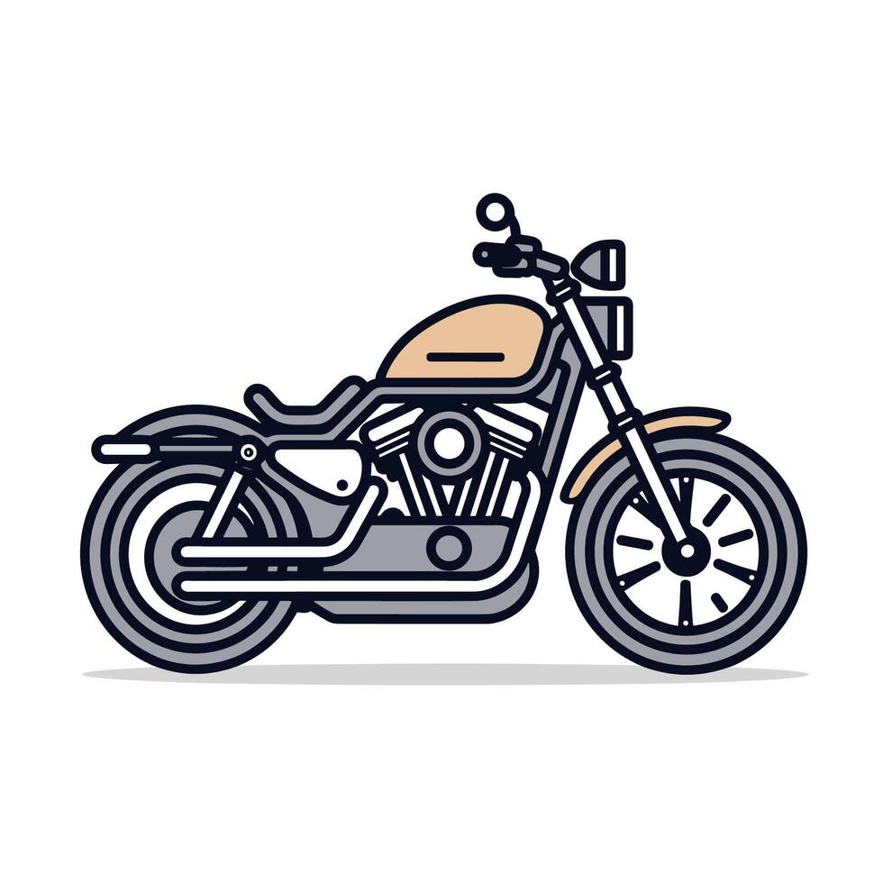 platt tecknad serie illustration av motorcykel isolerat på vit bakgrund vektor