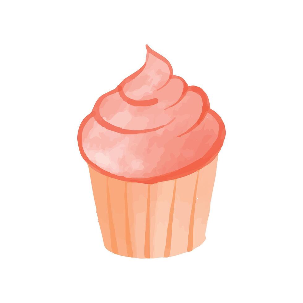 Aquarell Cupcake auf Weiß Hintergrund vektor