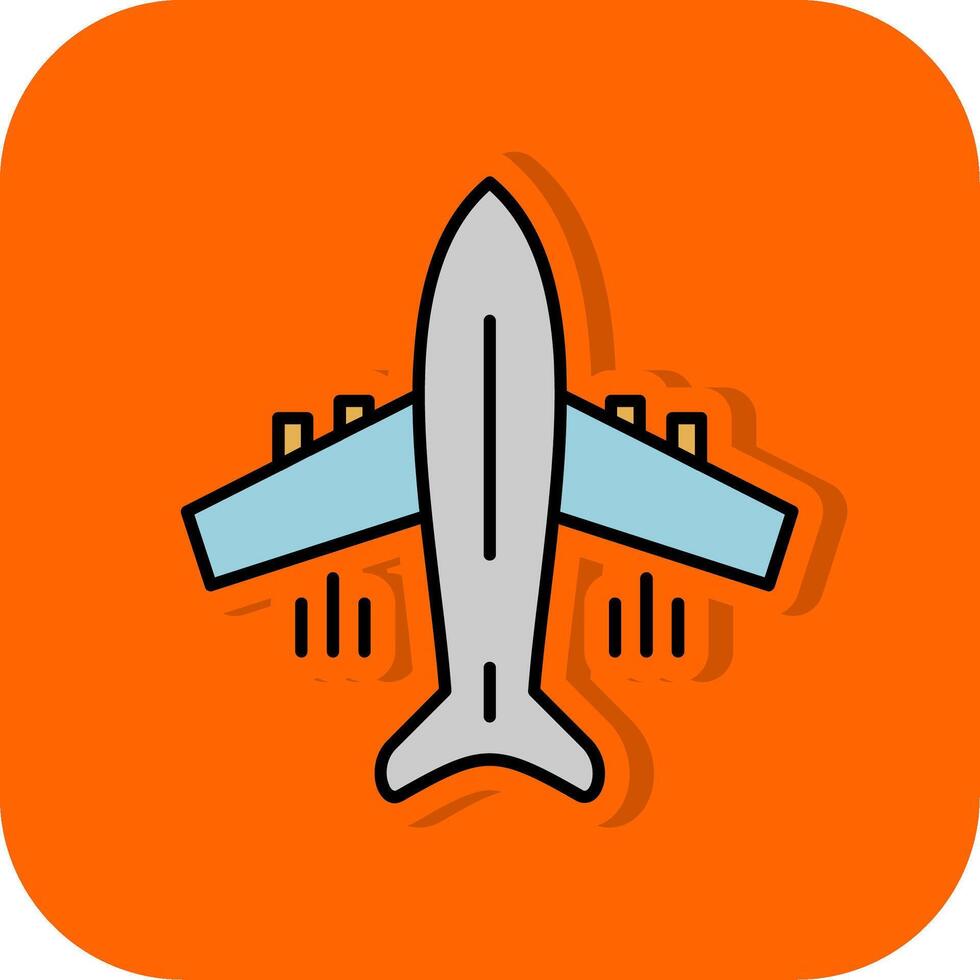 fliegend Flugzeug gefüllt Orange Hintergrund Symbol vektor