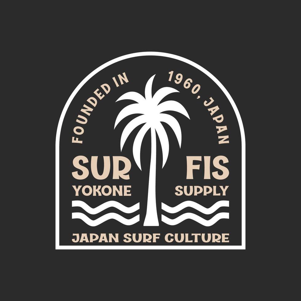 erkunden Surfen mit ein japanisch Twist groovig Asien T-Shirt Design vektor