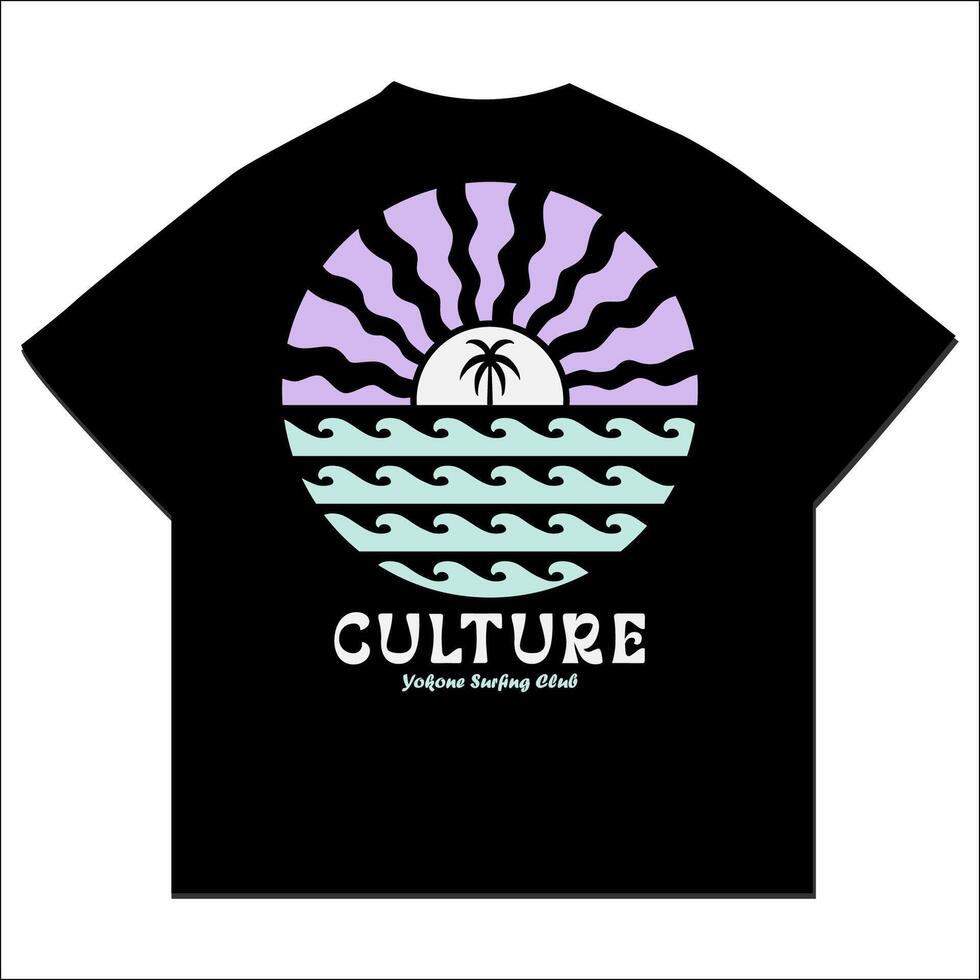 erkunden Surfen mit ein japanisch Twist groovig Asien T-Shirt Design vektor