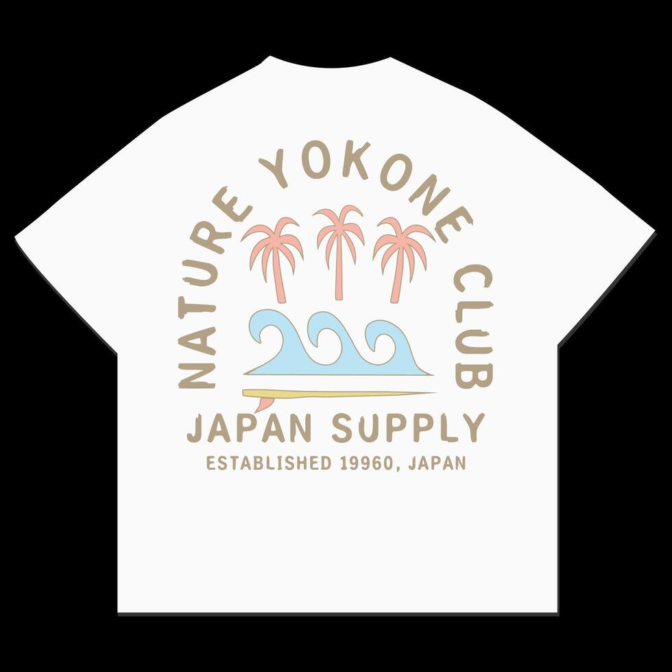 erkunden Surfen mit ein japanisch Twist groovig Asien T-Shirt Design vektor