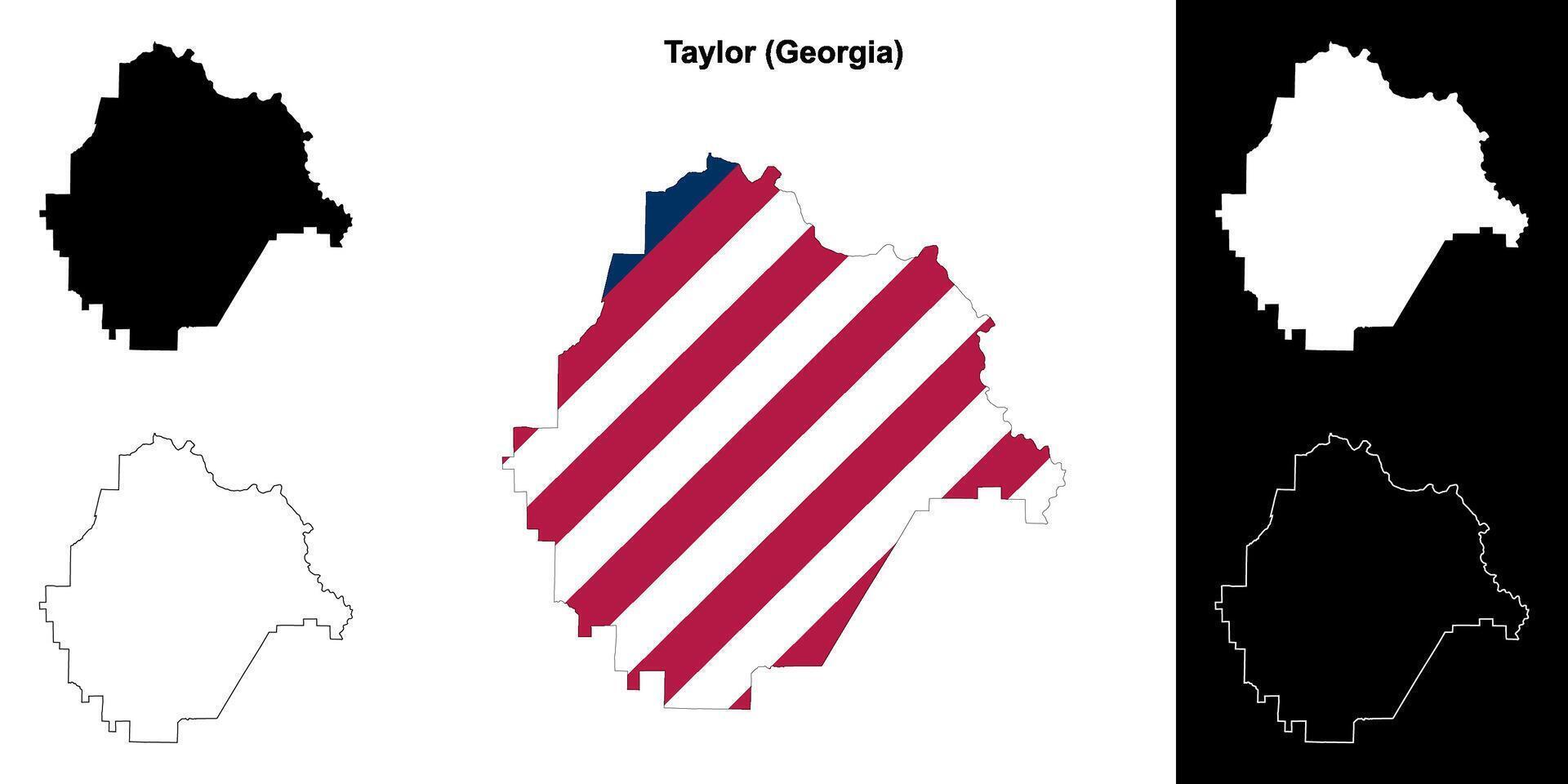 Taylor grevskap, georgien översikt Karta uppsättning vektor