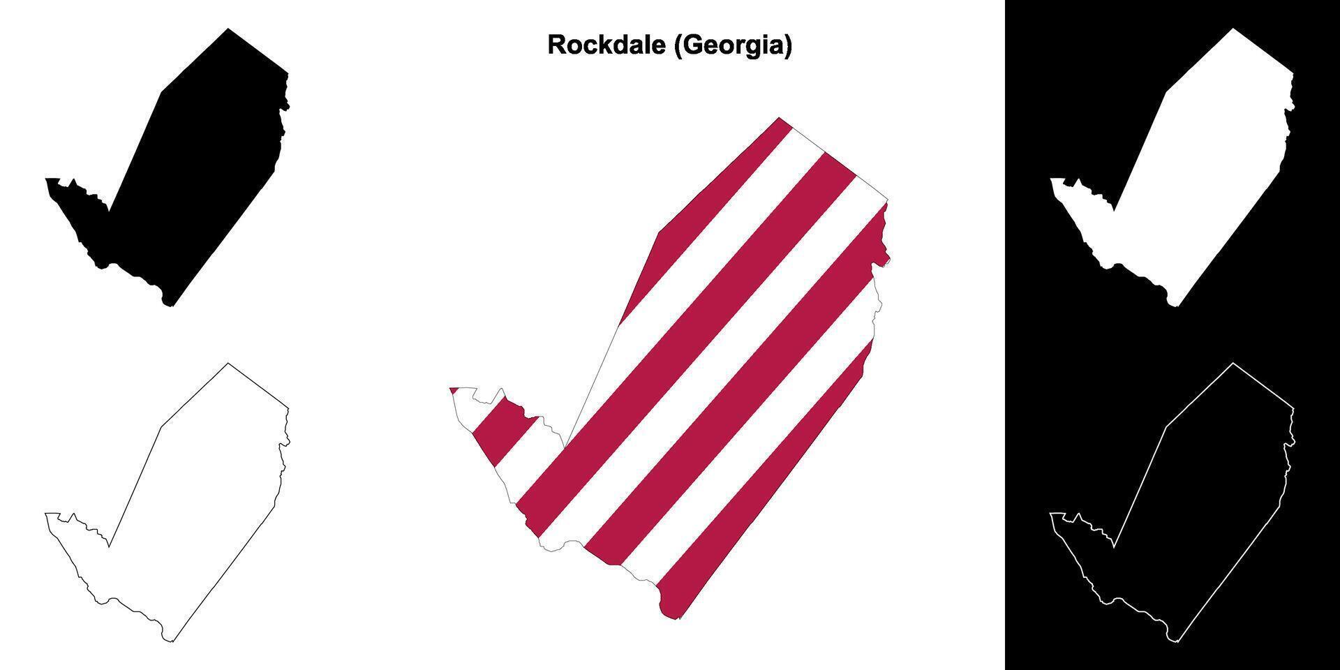 rockdale grevskap, georgien översikt Karta uppsättning vektor