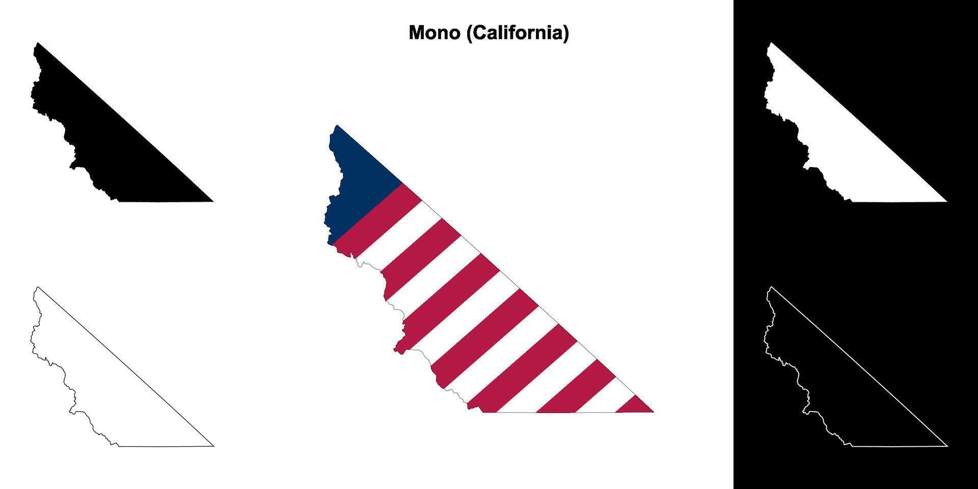 mono grevskap, kalifornien översikt Karta uppsättning vektor