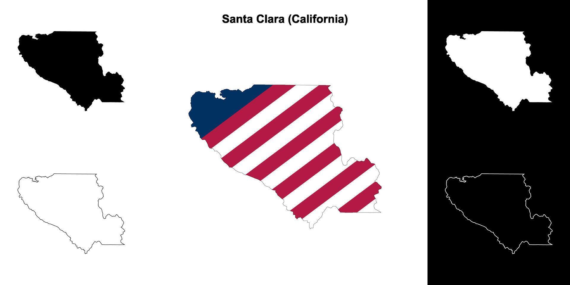Santa clara Bezirk, Kalifornien Gliederung Karte einstellen vektor