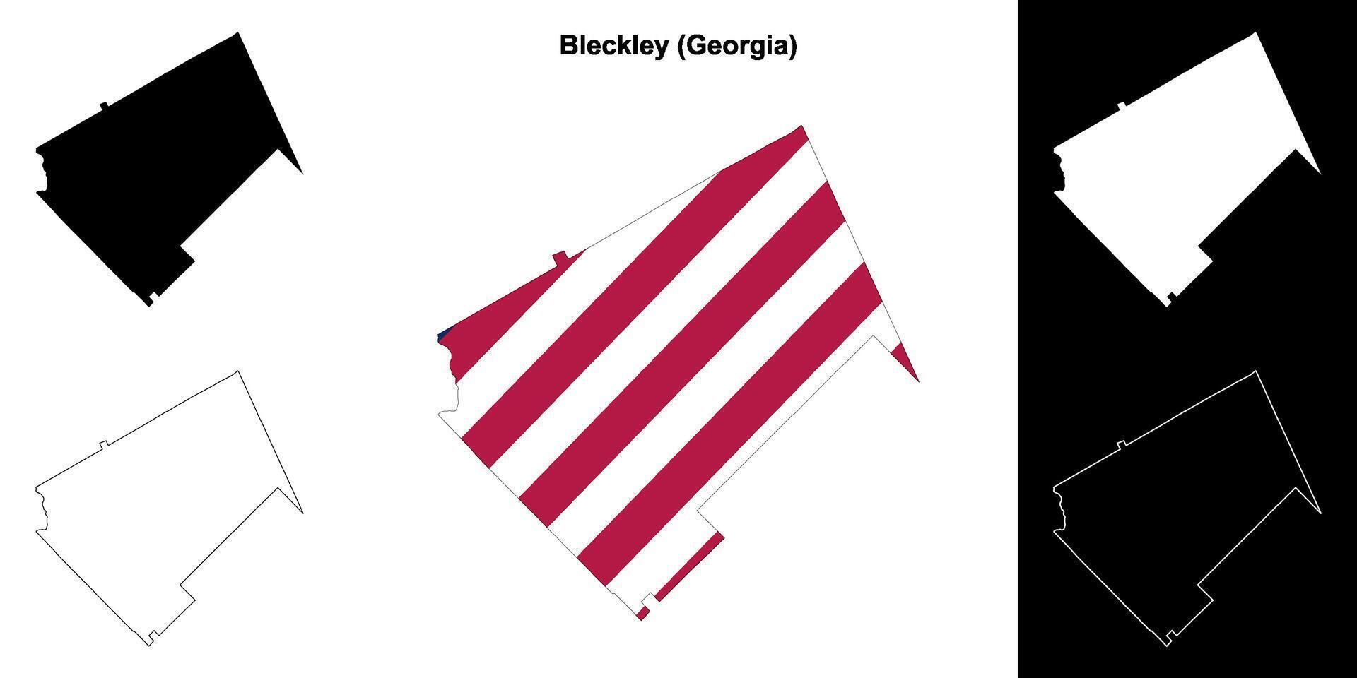 bleckley grevskap, georgien översikt Karta uppsättning vektor