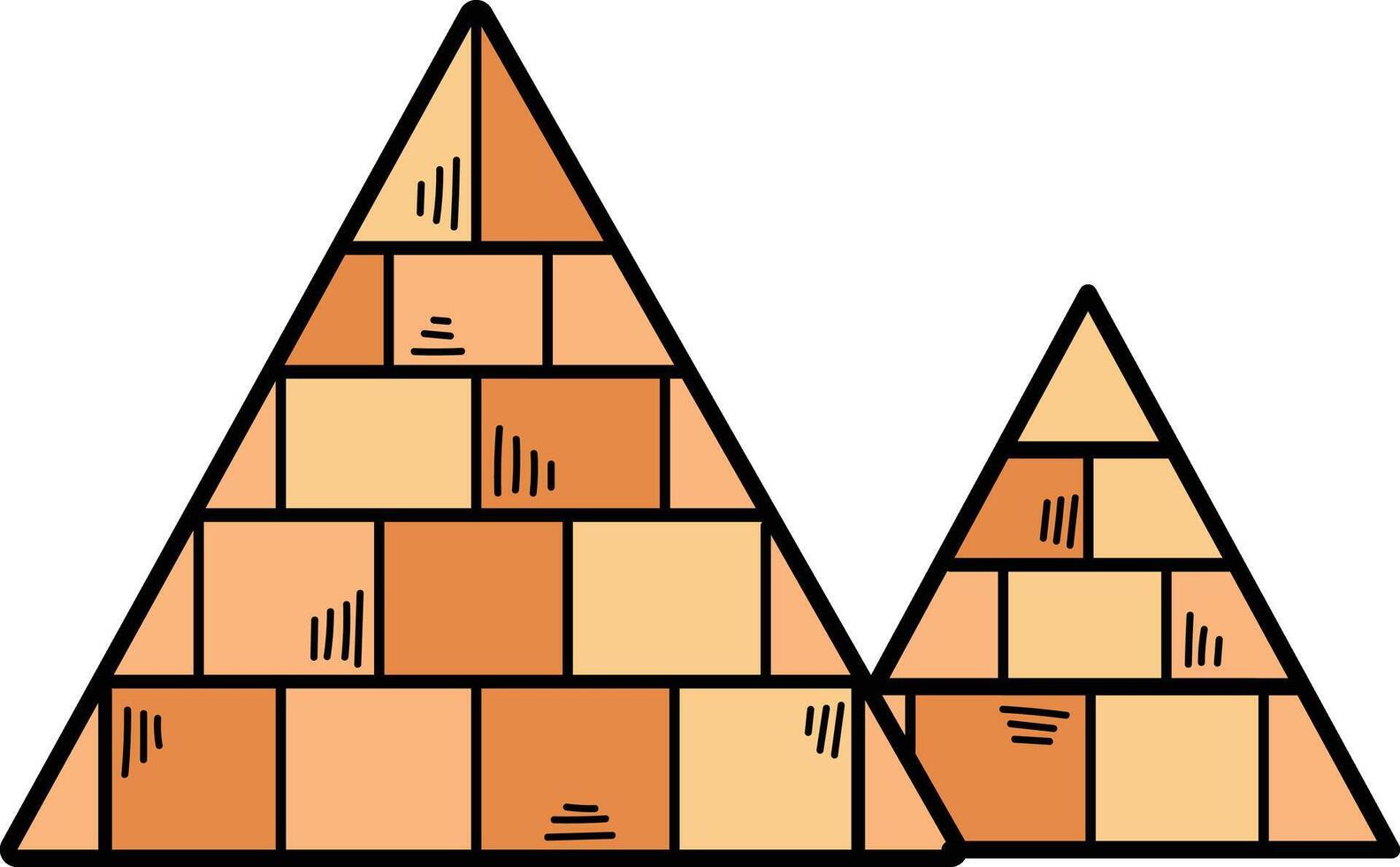 en teckning av en pyramid med handflatan träd och kaktusar i de bakgrund vektor