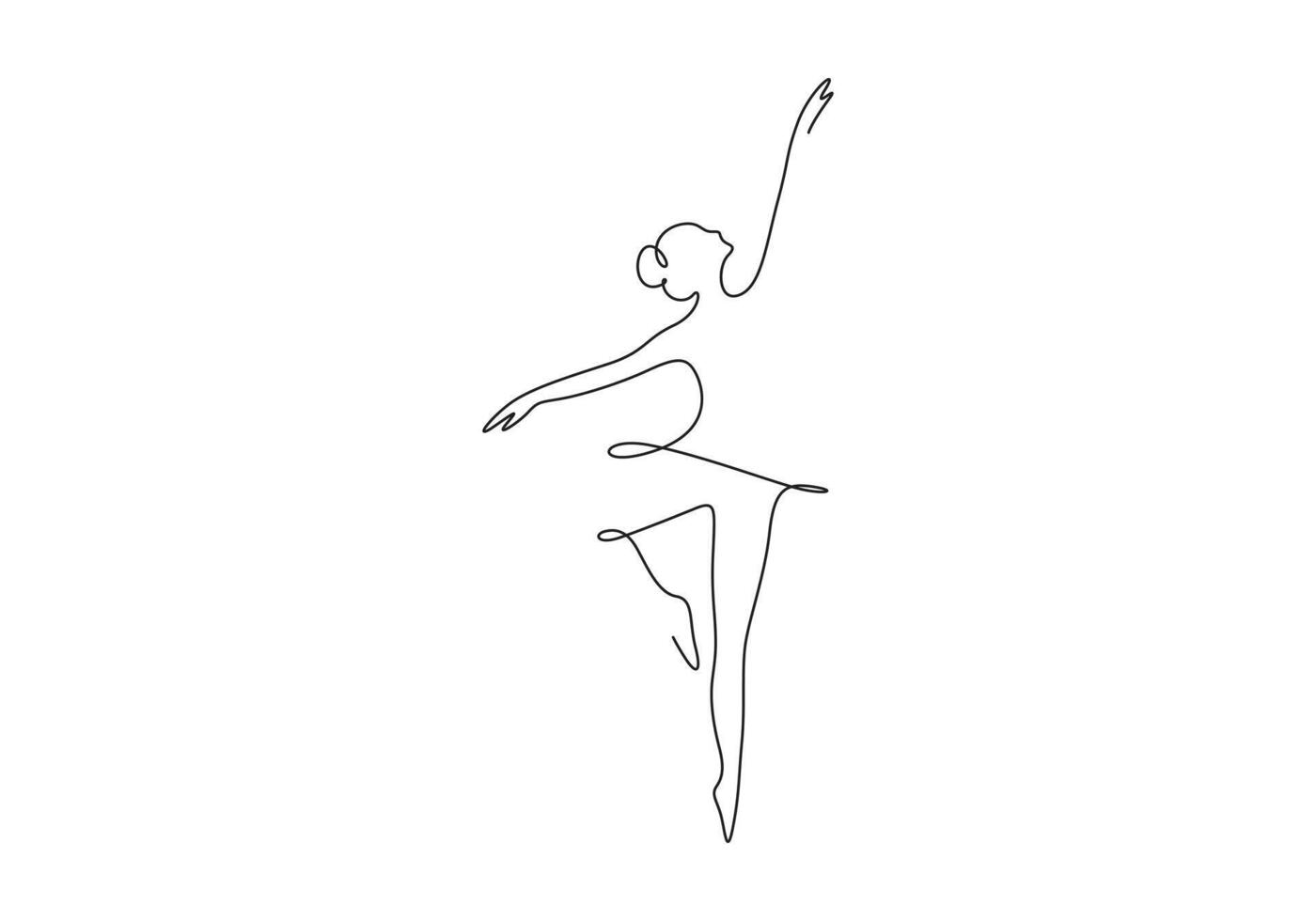 kontinuierlich Single Linie Zeichnung von Frau Schönheit Ballett Tänzer im Eleganz Bewegung Profi Illustration vektor