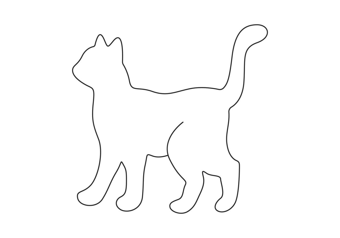 enkel katt kontinuerlig ett linje teckning digital illustration vektor