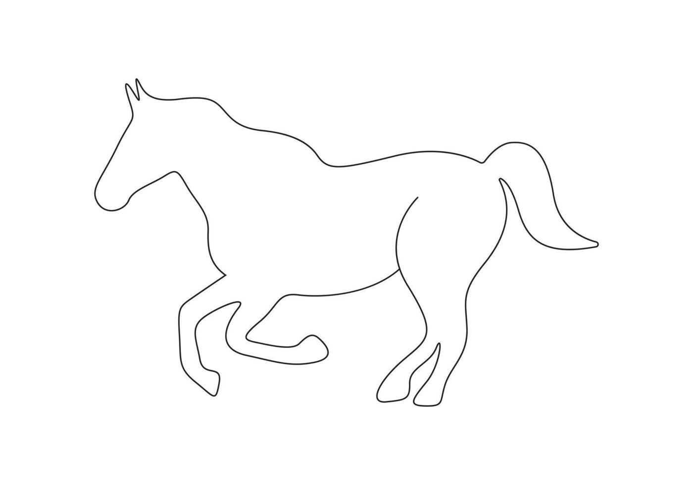 kontinuierlich einer Linie Zeichnung von Pferd kostenlos Illustration vektor