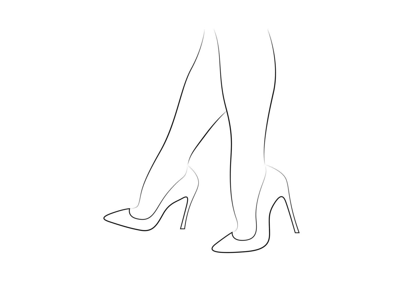 Damen Schuhe kontinuierlich einer Zeichnung Prämie Illustration vektor