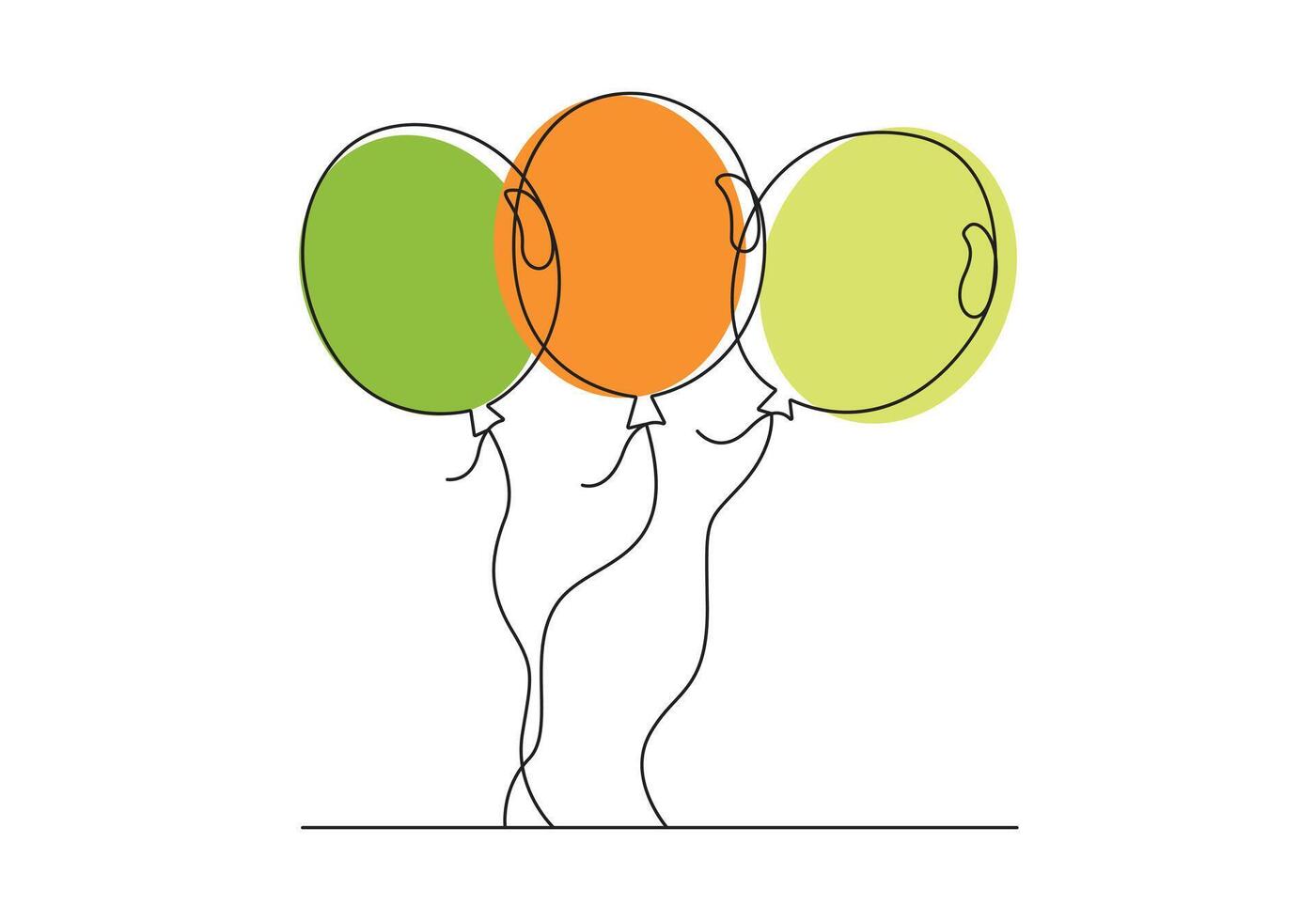 kontinuerlig ett linje teckning av ballong. födelsedag firande. digital illustration vektor