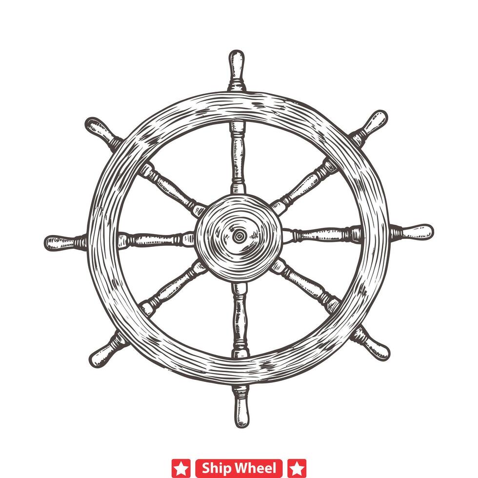 navigera med stil invecklat tillverkad fartyg styrning hjul silhuett för konstnärlig uttryck vektor