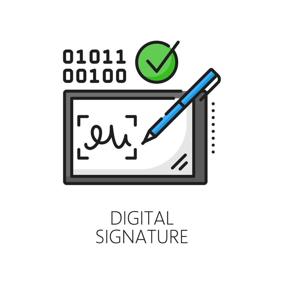 Digital Unterschrift biometrisch Identifizierung Symbol vektor