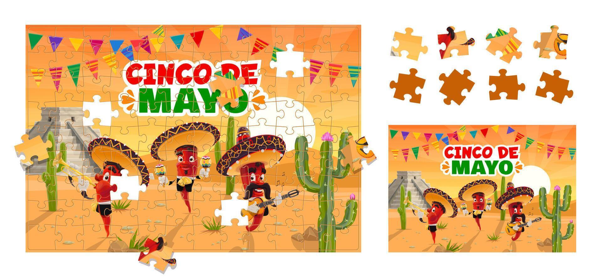 kontursåg pussel spel bitar, cinco de mayo spel vektor