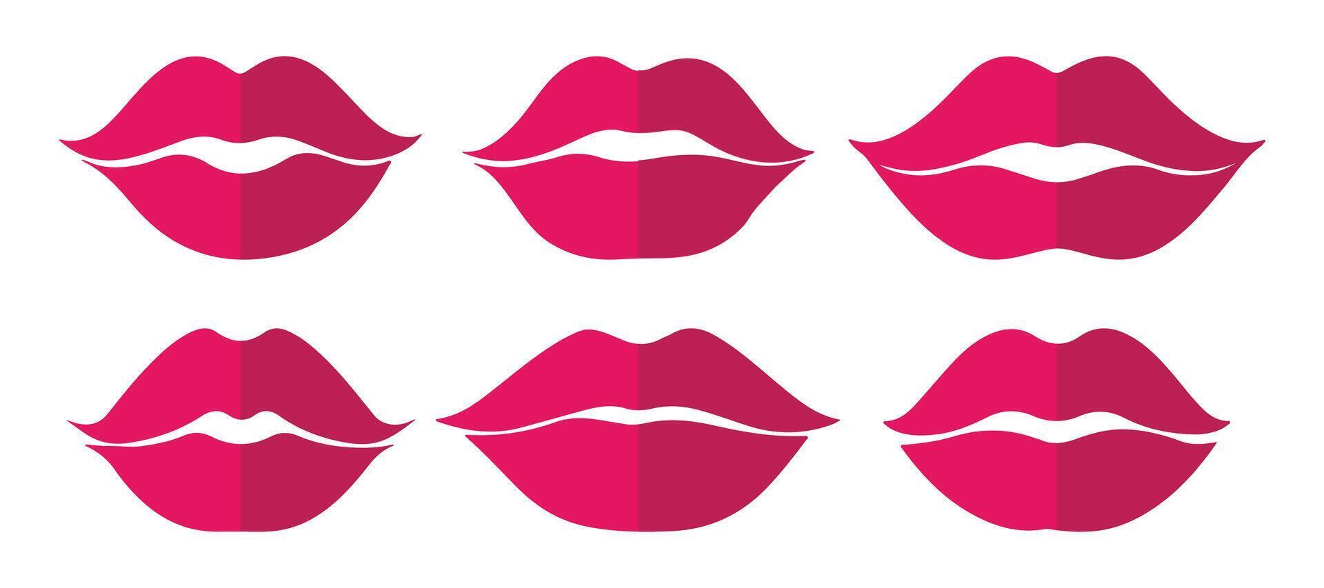 abstrakt Dame Rosa Lippen Pack Symbole Design Vorlage vektor