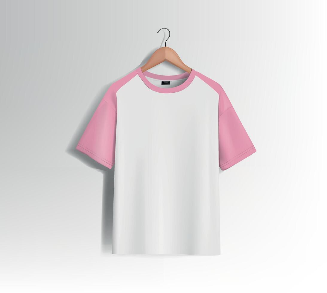 rosa unisex- tom t-shirt eleganta mall sidor för design attrapp skriva ut, isolerat. vektor