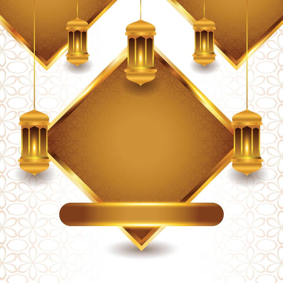 gyllene islamic bakgrund med arabicum mönster arabicum bok omslag eid bakgrund vektor