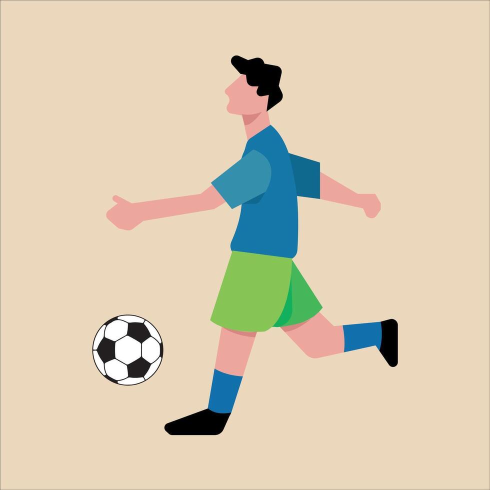 ein Mann spielen Fußball.Illustration zum Webseite, Landung Buchseite, Handy, Mobiltelefon Anwendung, Poster und Banner. modisch eben Illustration vektor