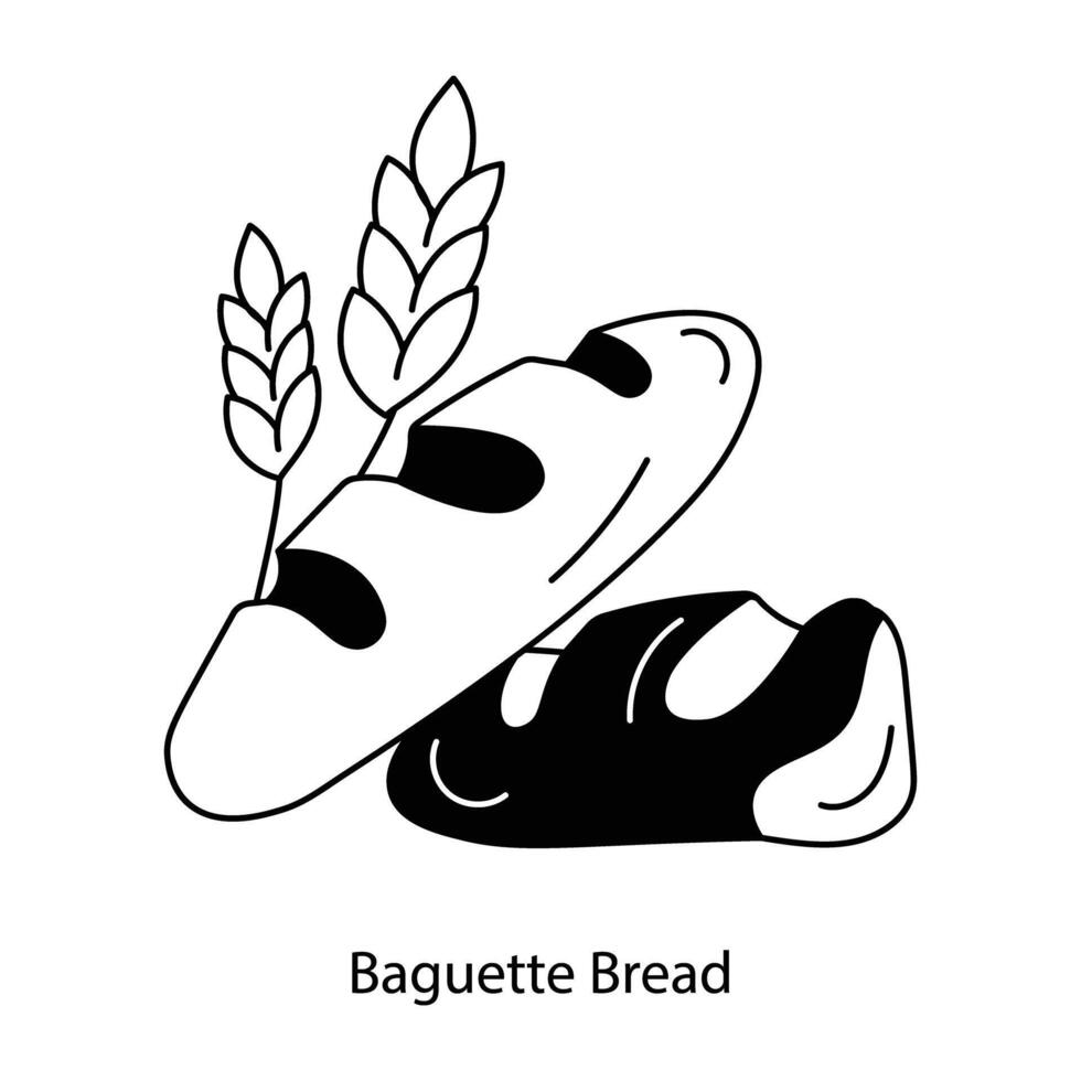 trendig baguette bröd vektor
