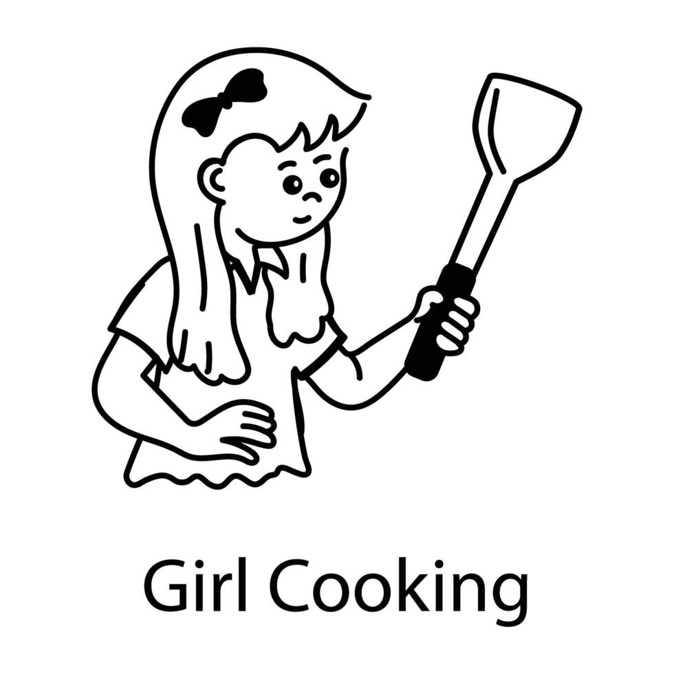 trendig flicka matlagning vektor