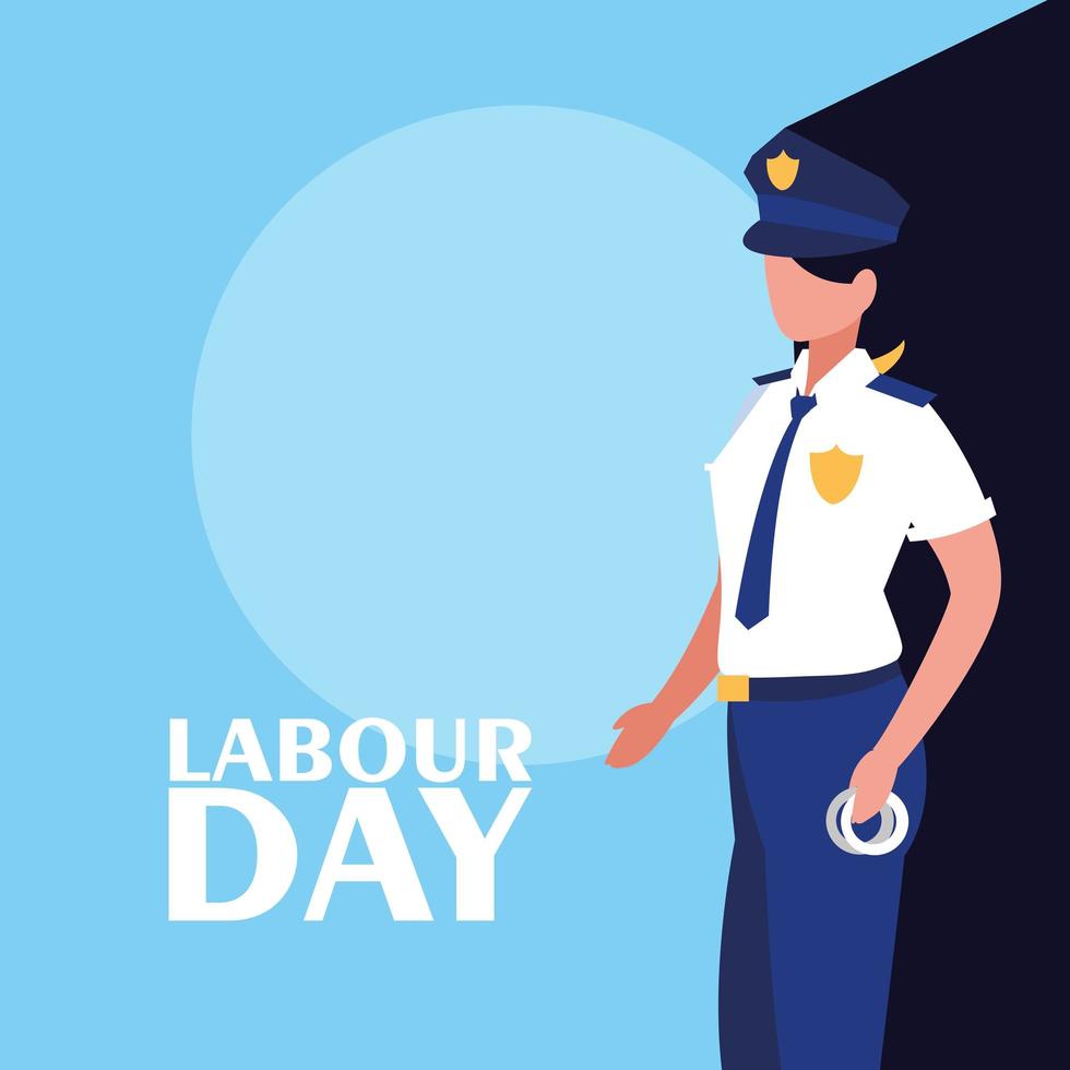 Labour Day-firande med poliskvinna vektor