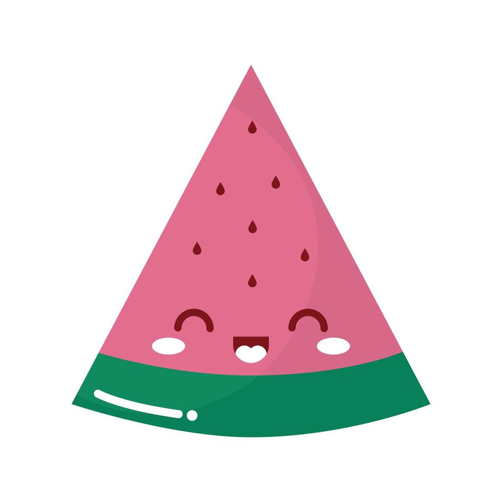 vattenmelon kawaii frukt med ett leende vektor