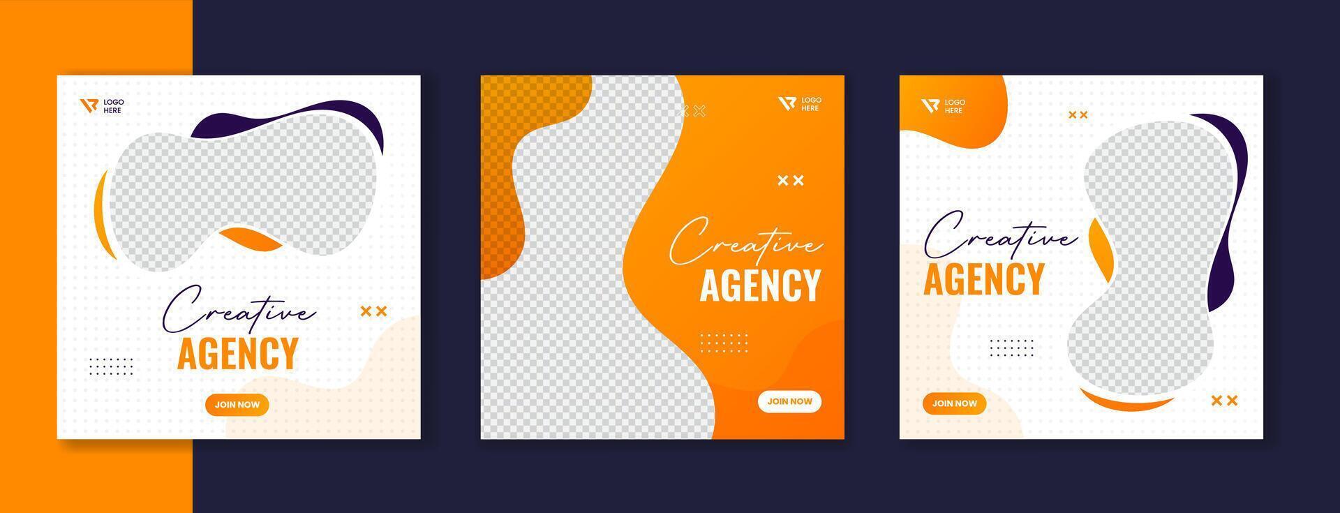 orange organisk företag social media posta mall, uppkopplad reklam fyrkant företags- uppsättning vektor