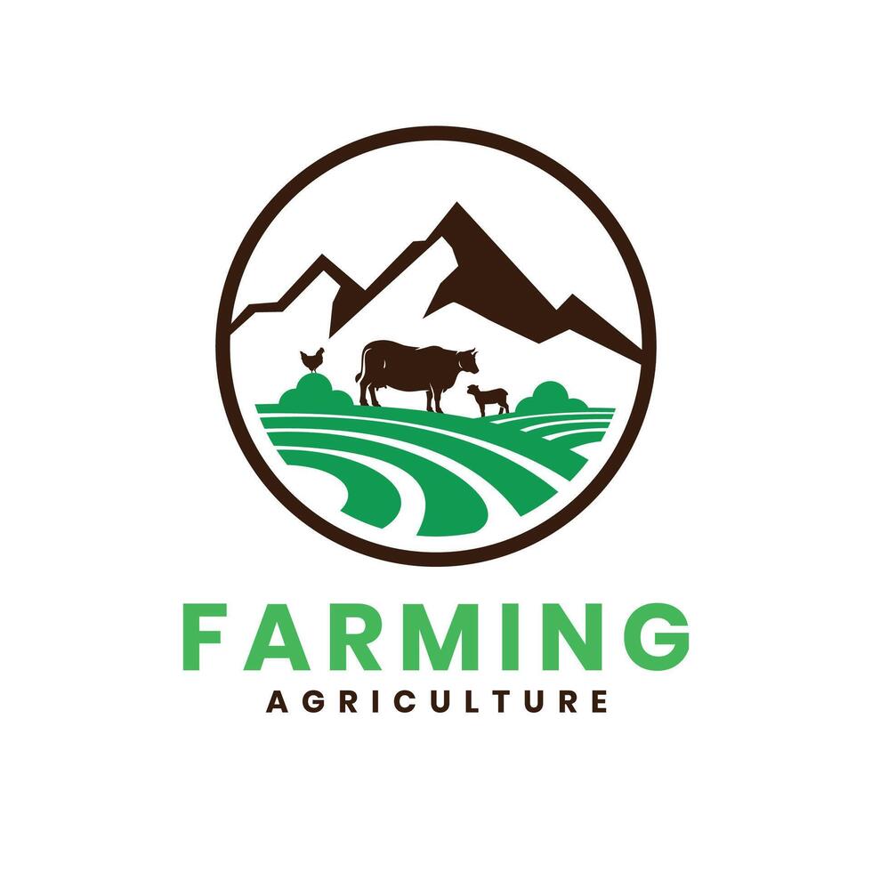 boskap jordbruk lantbruk jordbrukare kreativ design logotyp mall vektor