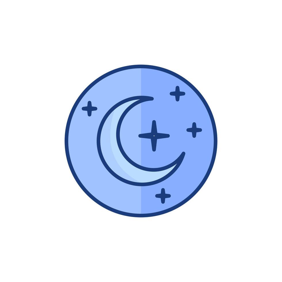 Schlaf Symbol. Mond und Sterne unterzeichnen. Nacht oder Bett Zeit. eben Symbol auf Weiß Hintergrund, geeignet zum Webseiten, Blogs, Logos, Grafik Design, Sozial Medien, ui, Handy, Mobiltelefon Apps, Illustration vektor