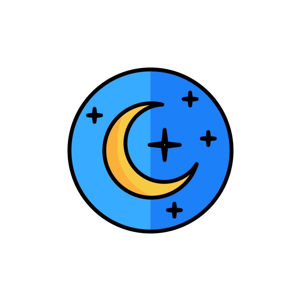 Schlaf Symbol. Mond und Sterne unterzeichnen. Nacht oder Bett Zeit. eben Symbol auf Weiß Hintergrund, geeignet zum Webseiten, Blogs, Logos, Grafik Design, Sozial Medien, ui, Handy, Mobiltelefon Apps, Illustration vektor