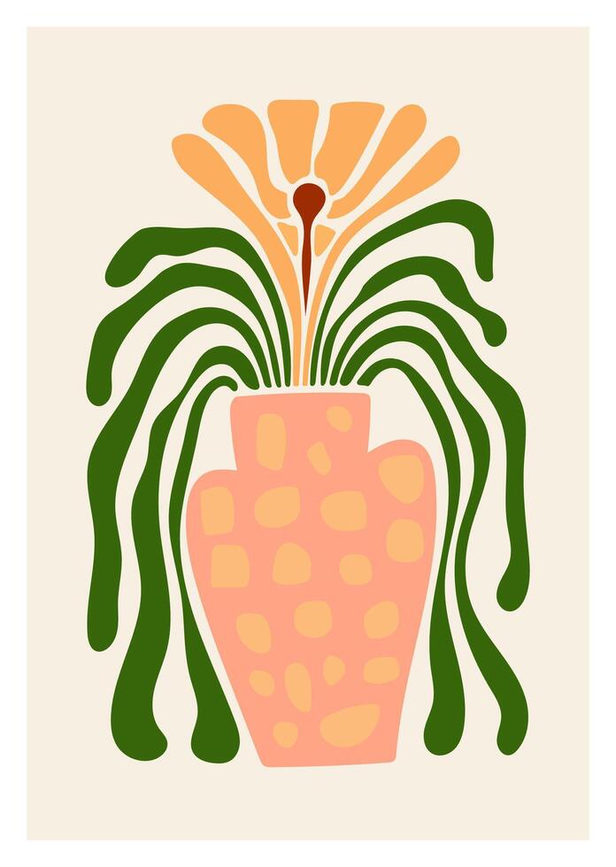 abstrakt Blumen- Poster Vorlage. modern modisch matisse minimal Stil. Hand gezeichnet Design zum Hintergrund, Mauer Dekor, drucken, Postkarte, Abdeckung, Vorlage, Banner. vektor