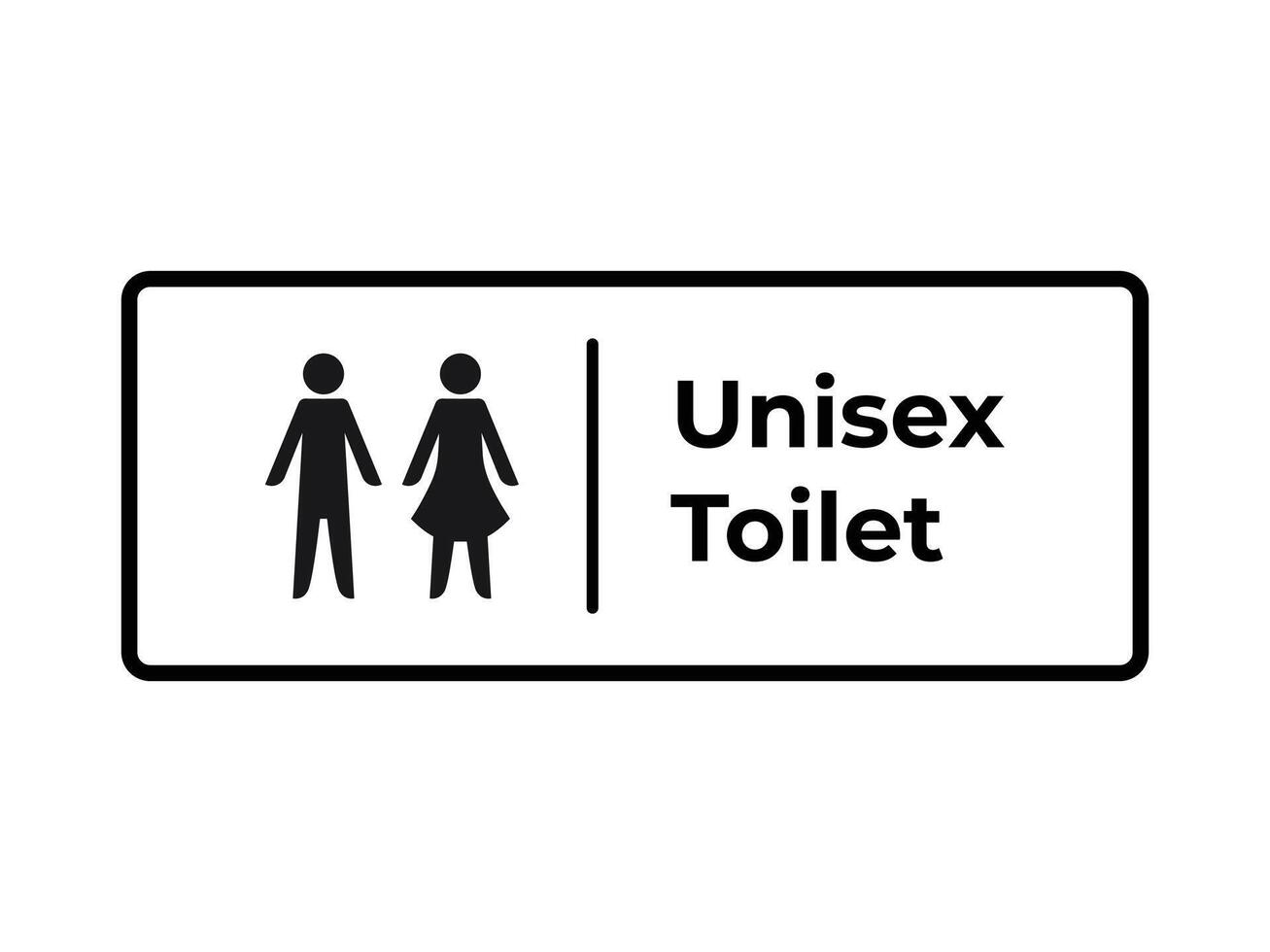 unisex Toilette Männer und Frauen Zeichen Alter schwarz Schatten Silhouette Illustration isoliert auf Rechteck Weiß Hintergrund. einfach eben Karikatur gestylt Zeichnung. vektor